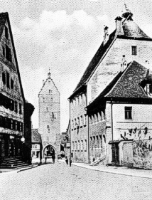 Postkarte vom Storchennest auf dem Alten Rathaus in Dinkelsbhl